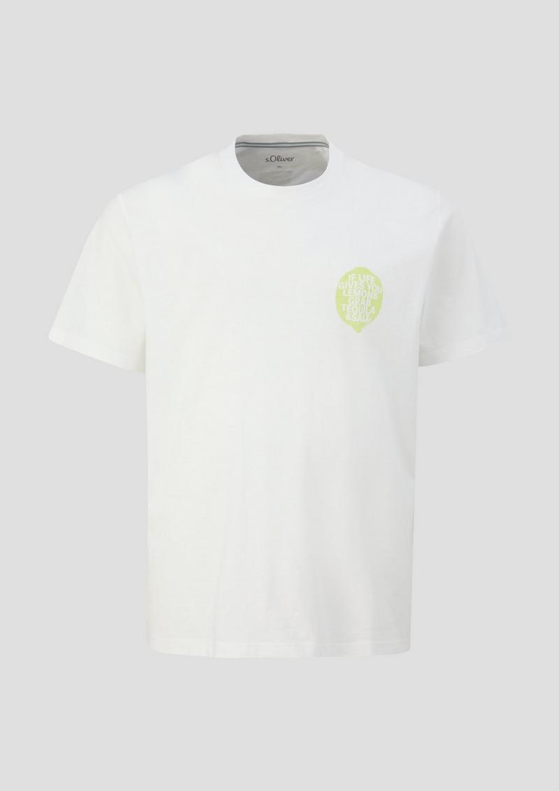 s.Oliver Baumwoll-T-Shirt mit Frontprint - weiß