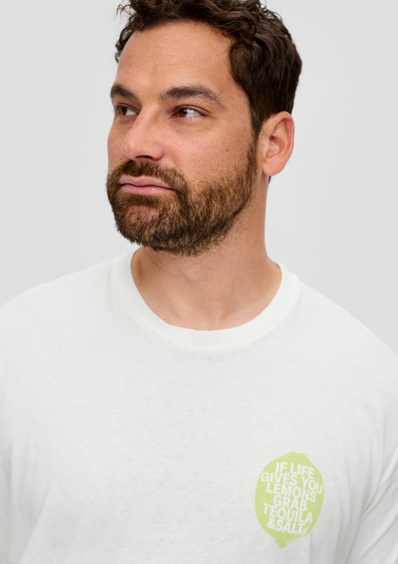 s.Oliver Baumwoll-T-Shirt mit Frontprint - weiß