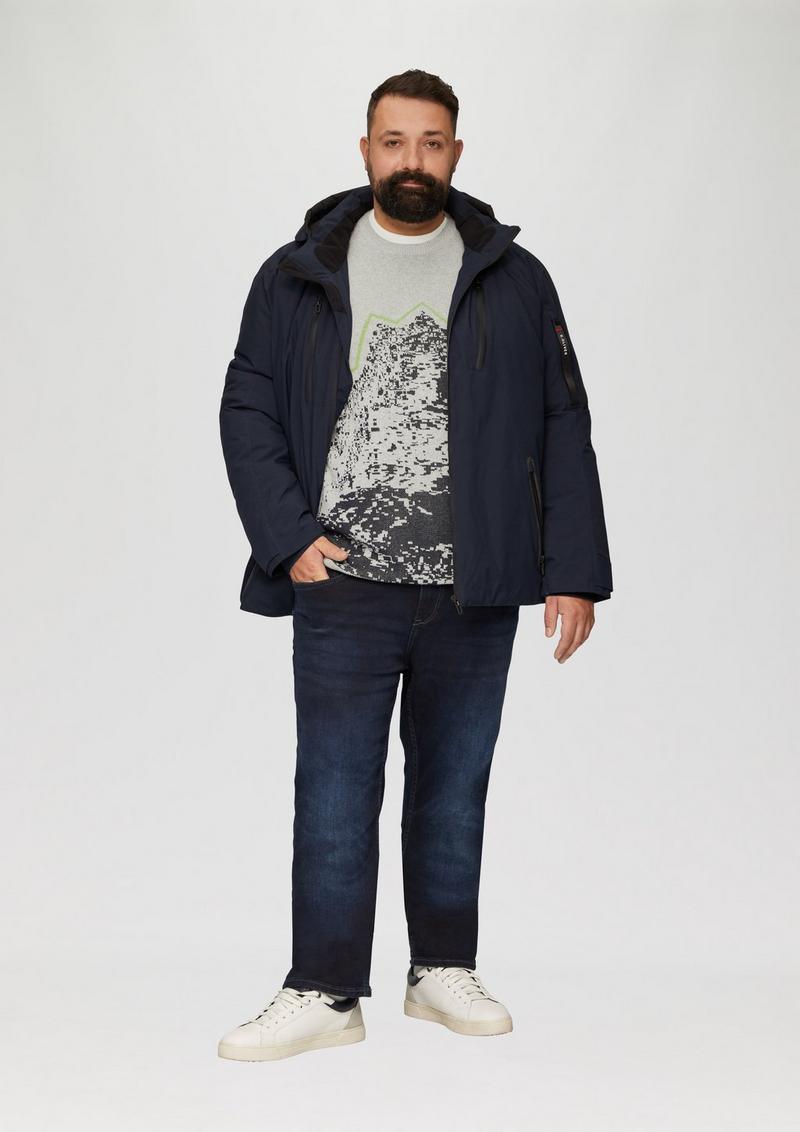 s.Oliver Strickpullover mit Jacquard-Artwork - grau meliert