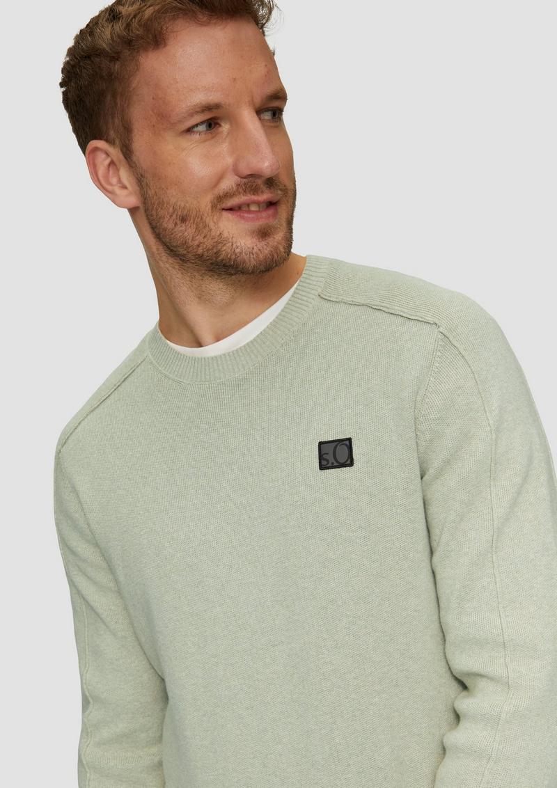 s.Oliver Strickpullover mit Nahtdetails und Logo - sandfarben