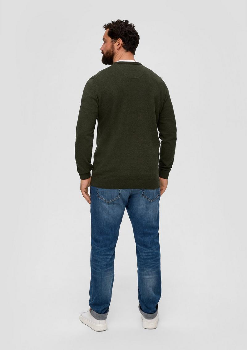 s.Oliver Strickpullover mit Logo-Stickerei - olivgrün