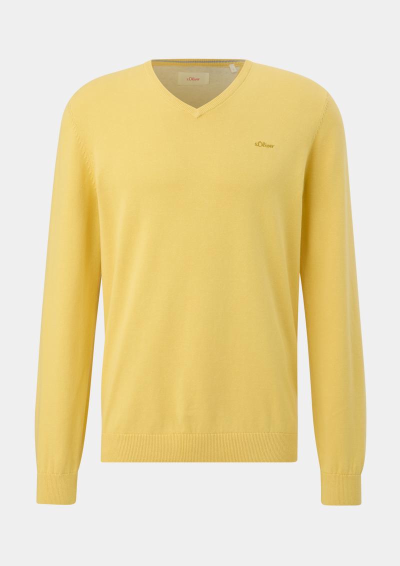 s.Oliver Strickpullover mit V-Ausschnitt - gelb