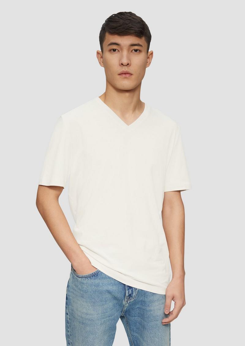 s.Oliver Baumwoll-T-Shirt mit Logo-Print - wollweiß