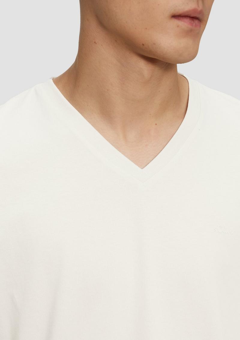 s.Oliver Baumwoll-T-Shirt mit Logo-Print - wollweiß