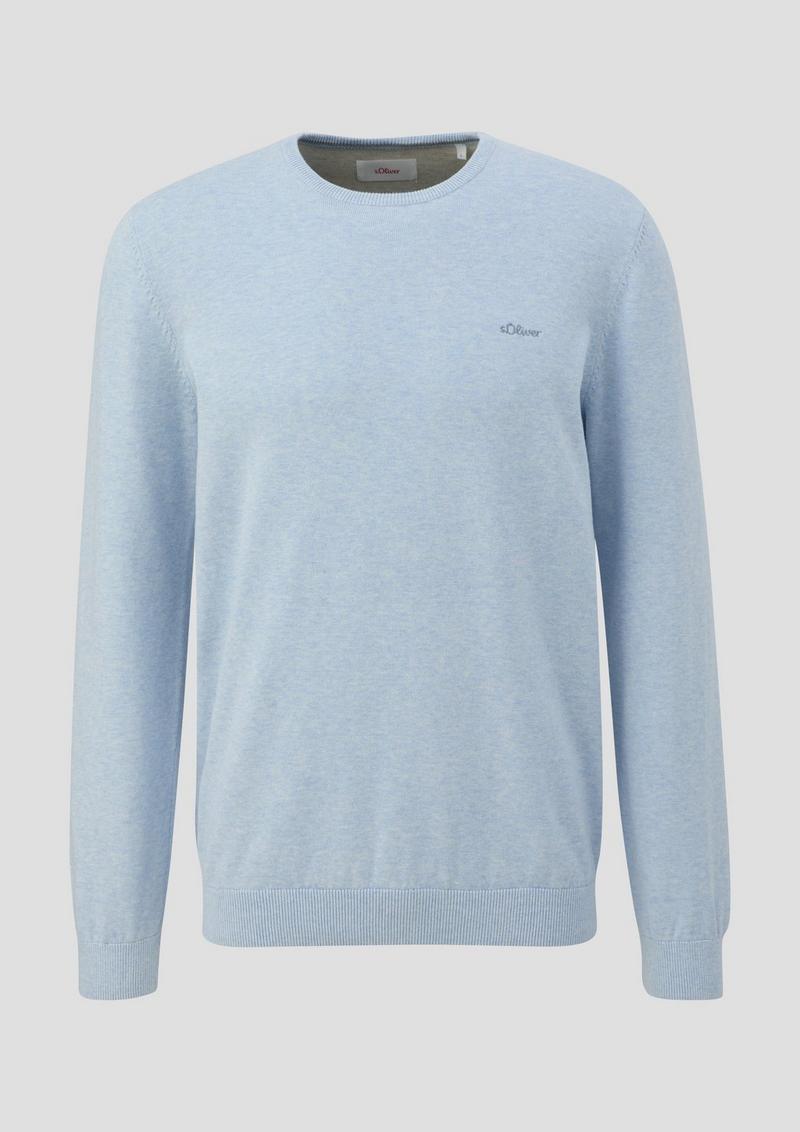 s.Oliver Strickpullover mit Logo - hellblau