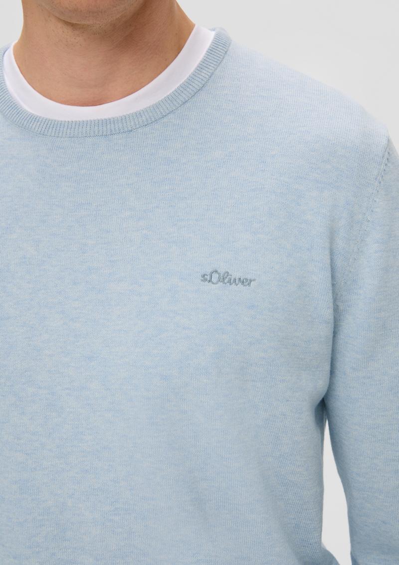 s.Oliver Strickpullover mit Logo - hellblau