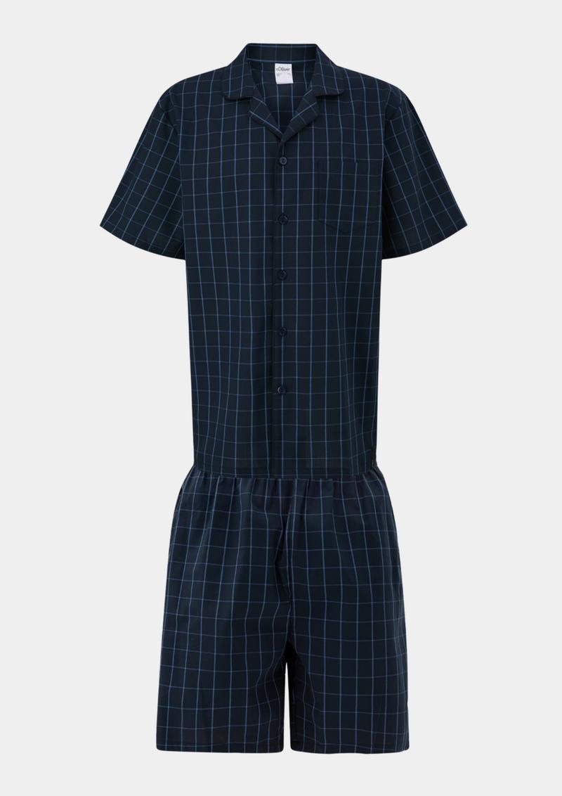 s.Oliver Kurzer Pyjama aus Baumwolle - tiefblau
