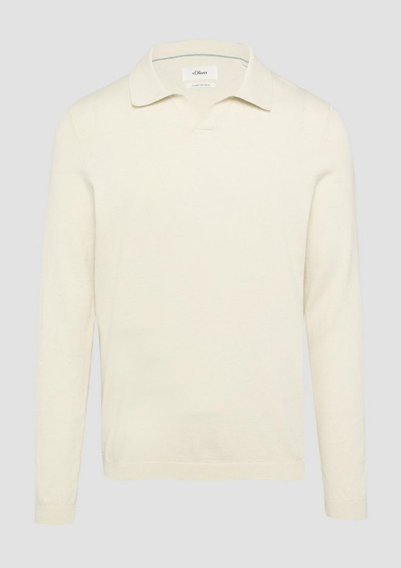 s.Oliver Strickpullover mit Polokragen und Seide - wollweiß