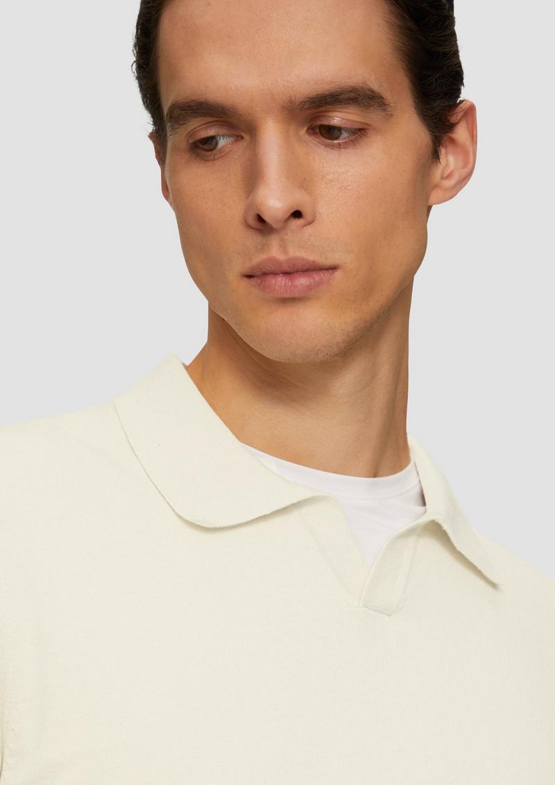 s.Oliver Strickpullover mit Polokragen und Seide - wollweiß