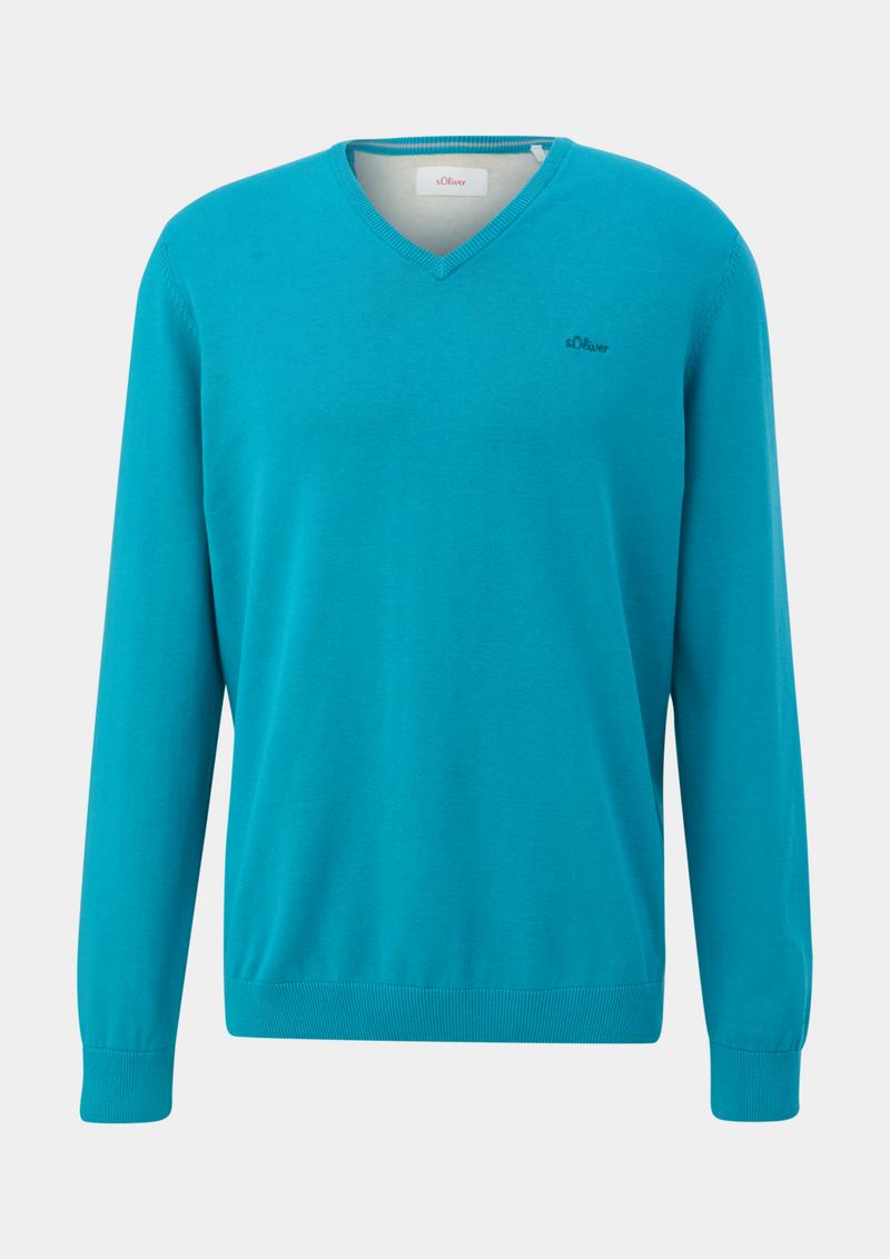 s.Oliver Strickpullover mit V-Ausschnitt - türkis