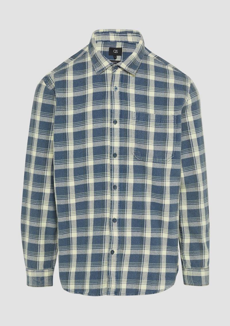 s.Oliver Regular Fit: Gewaschenes Flanell-Hemd mit Karo-Muster - navy