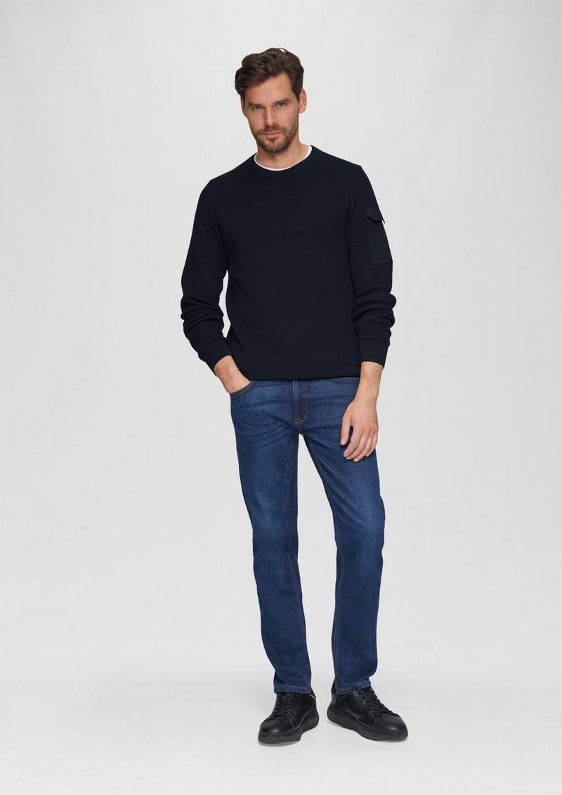 s.Oliver Strickpullover mit Raglanärmeln und Strukturmix - navy