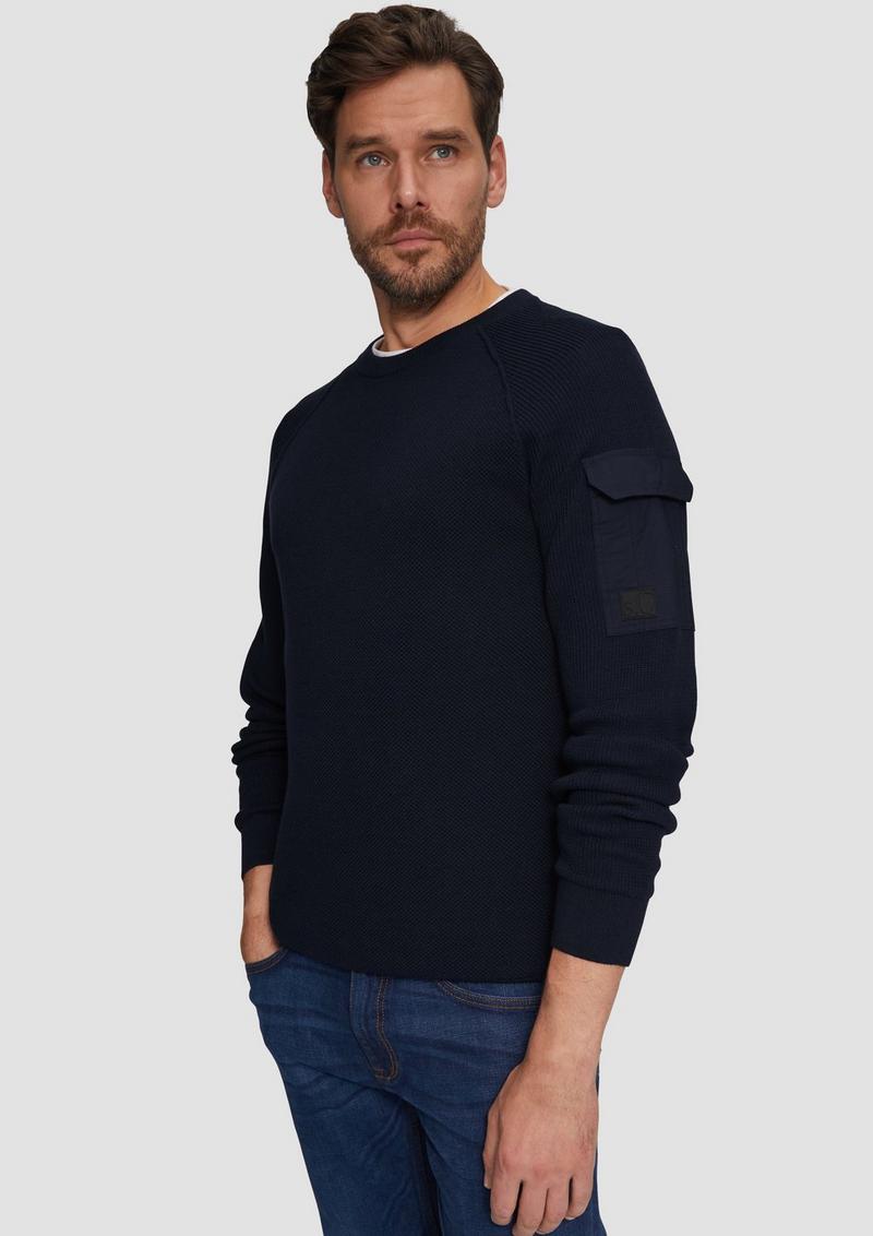 s.Oliver Strickpullover mit Raglanärmeln und Strukturmix - navy