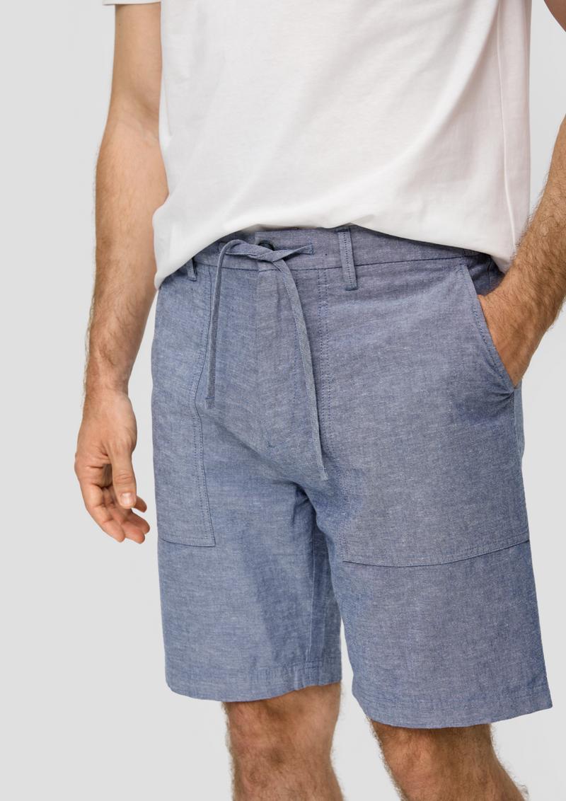 s.Oliver Chino-Shorts aus Leinenmix mit elastischem Bund - navy