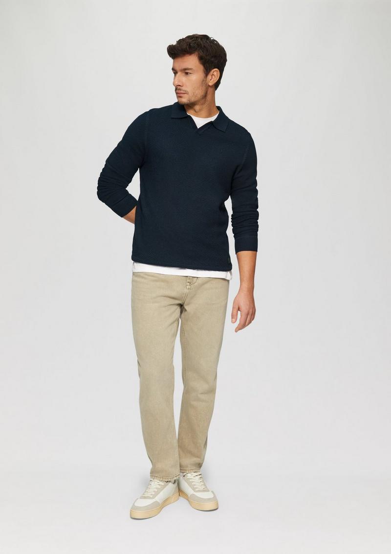 s.Oliver Strukturierter Strickpullover mit Polokragen - navy