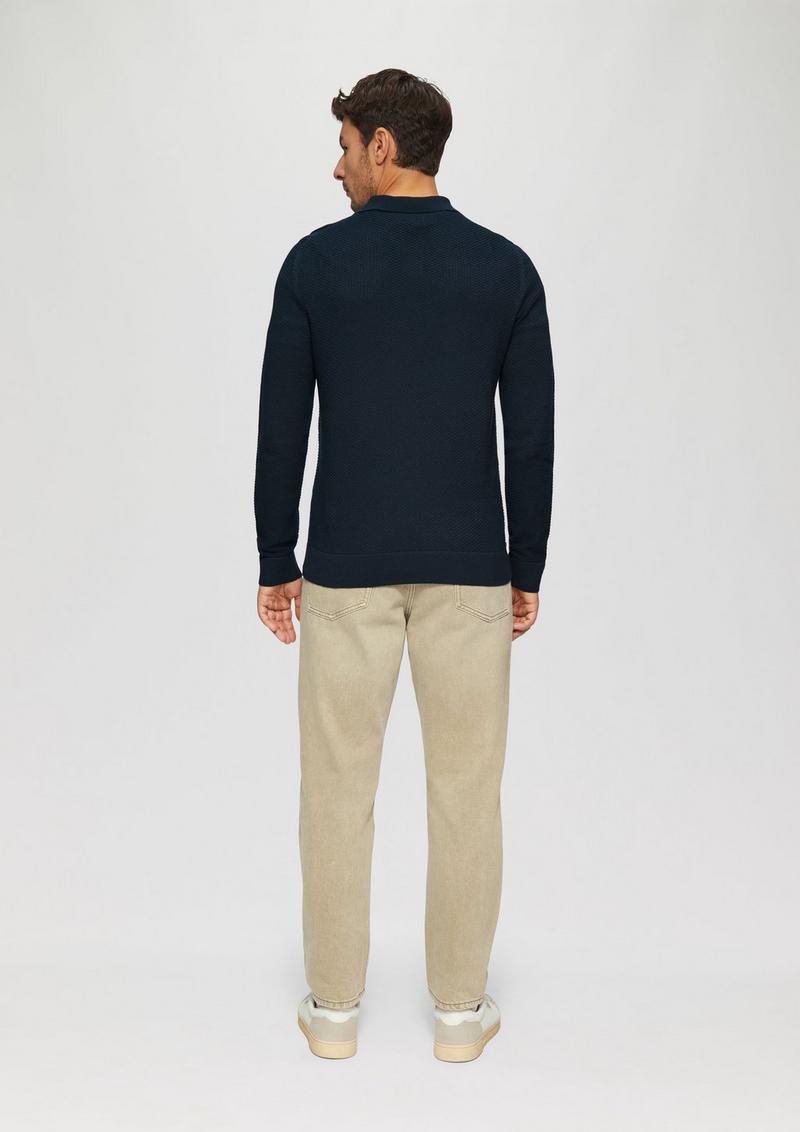 s.Oliver Strukturierter Strickpullover mit Polokragen - navy