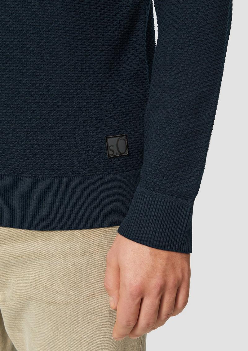 s.Oliver Strukturierter Strickpullover mit Polokragen - navy