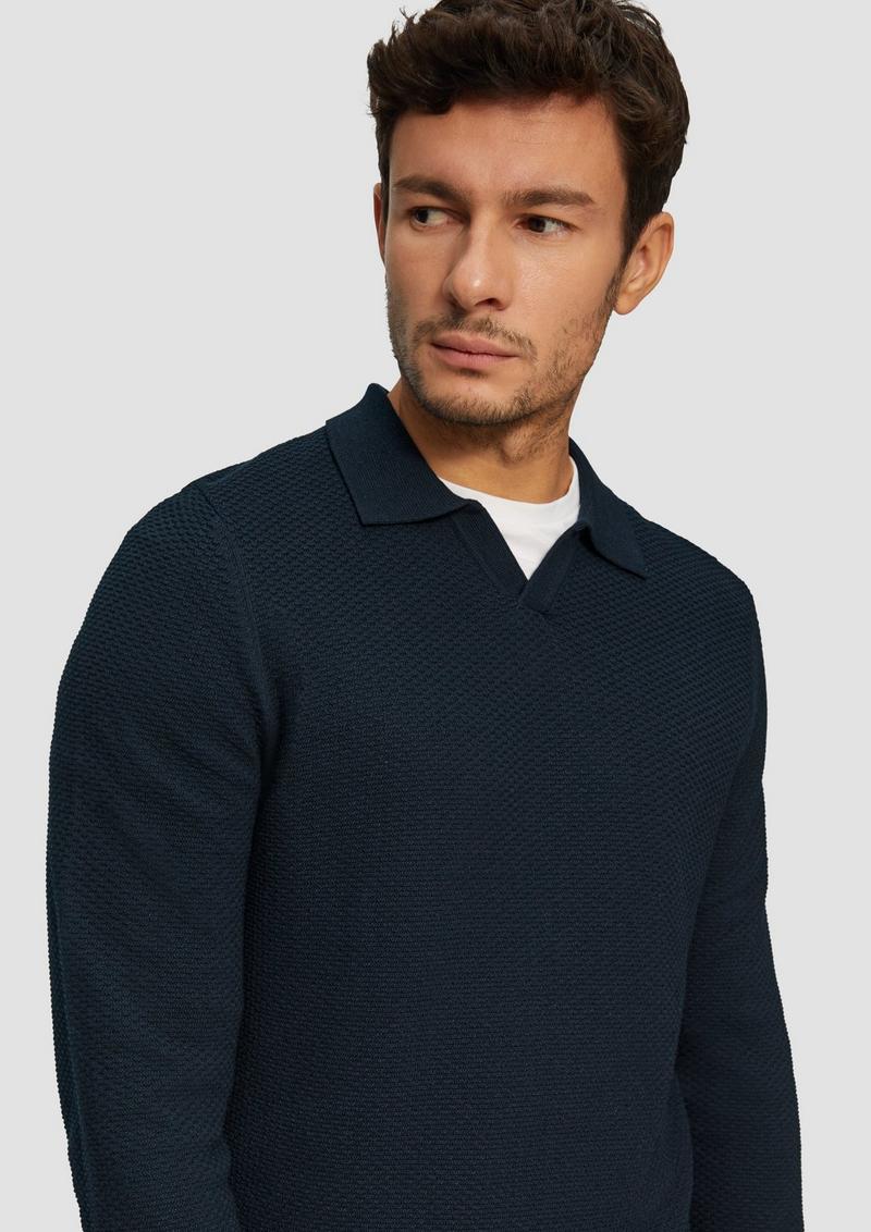 s.Oliver Strukturierter Strickpullover mit Polokragen - navy