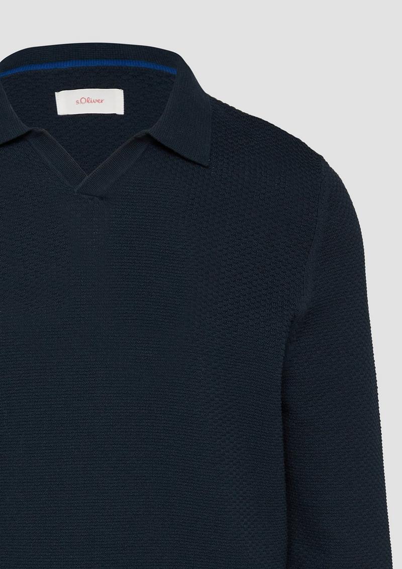 s.Oliver Strukturierter Strickpullover mit Polokragen - navy