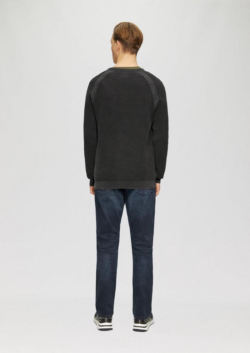 s.Oliver Gewaschener Strickpullover mit Struktur - schwarz