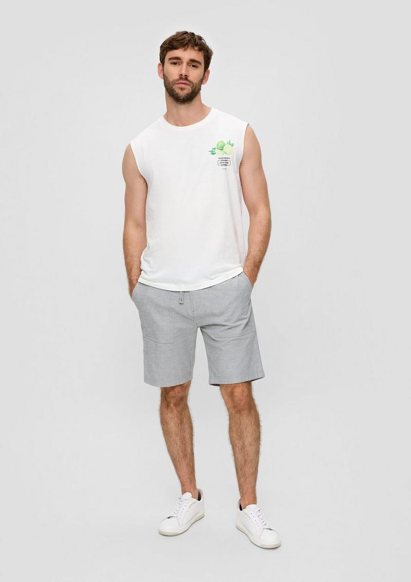 s.Oliver Chino-Shorts aus Leinenmix mit elastischem Bund - hellgrau