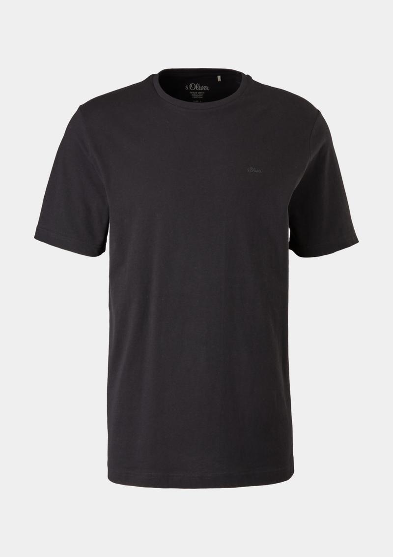 s.Oliver Baumwoll-T-Shirt mit Logo-Print - schwarz