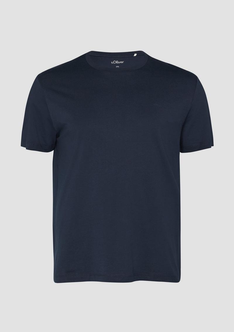 s.Oliver Baumwoll-T-Shirt mit kleinem Logo-Detail - navy