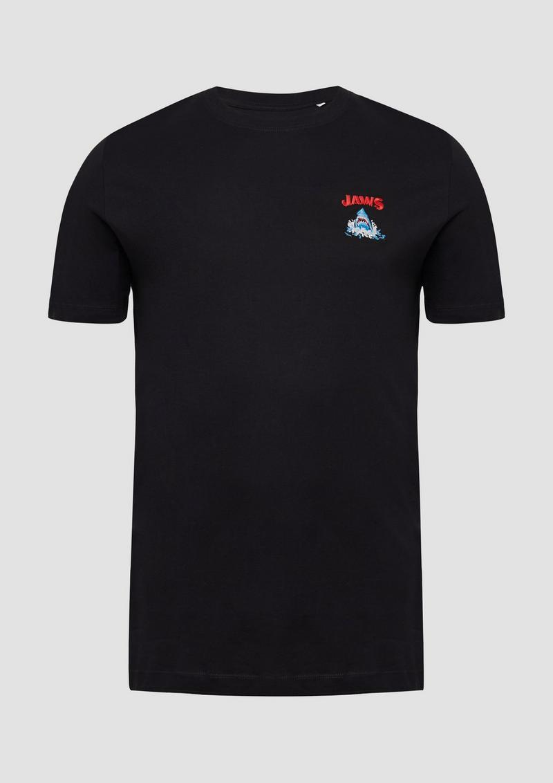 s.Oliver T-Shirt mit Crew Neck und Frontprint - schwarz