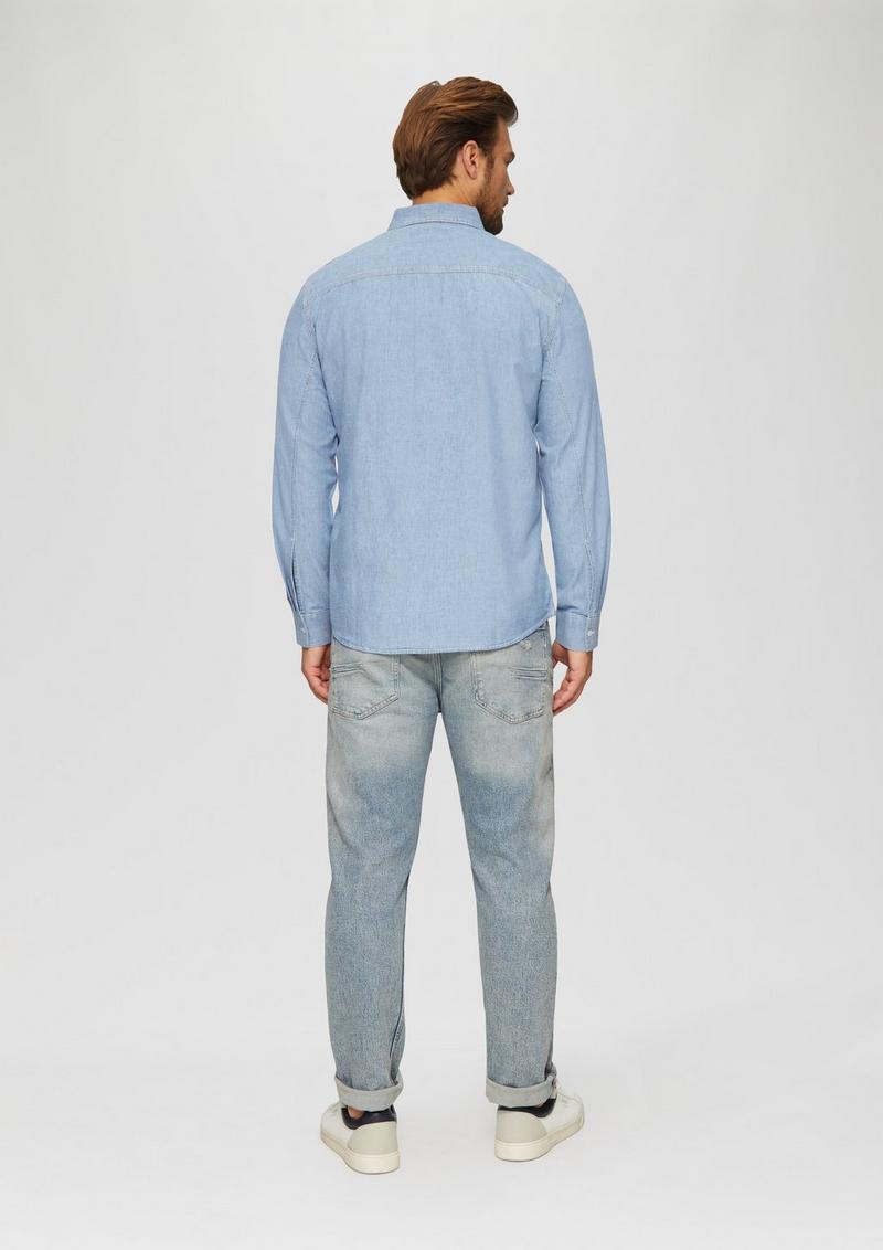 s.Oliver Regular Fit: Baumwollhemd aus Chambray - blau