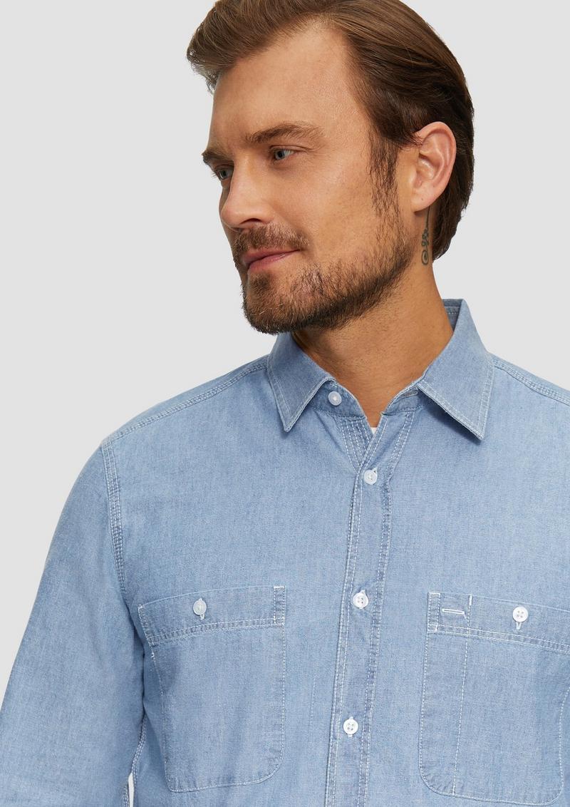 s.Oliver Regular Fit: Baumwollhemd aus Chambray - blau