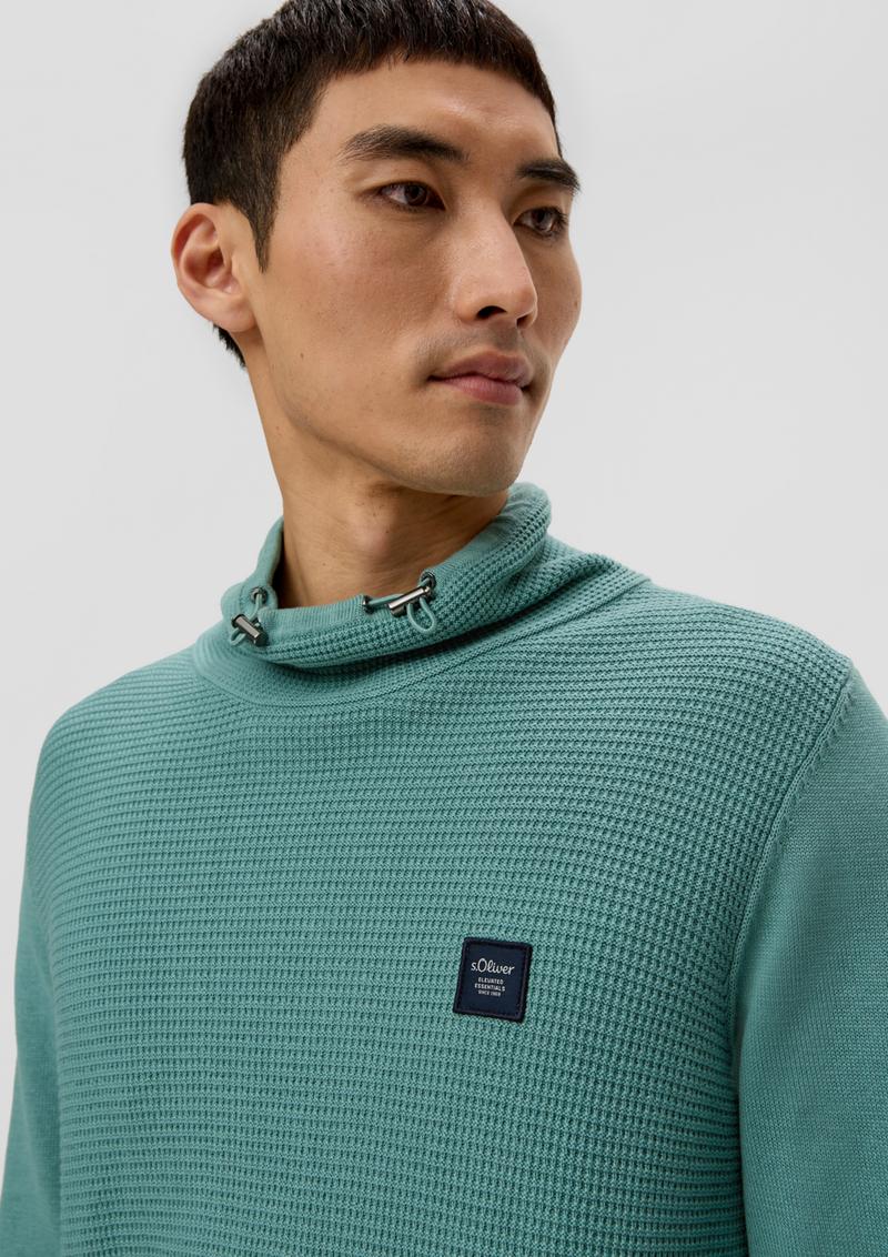 s.Oliver Strickpullover mit Jersey-Ärmeln - helles petrol