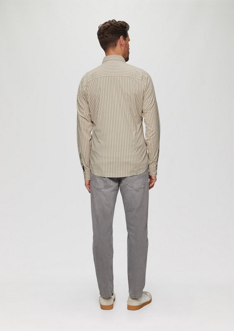 s.Oliver Slim Fit: Hemd aus Baumwollstretch - helles beige