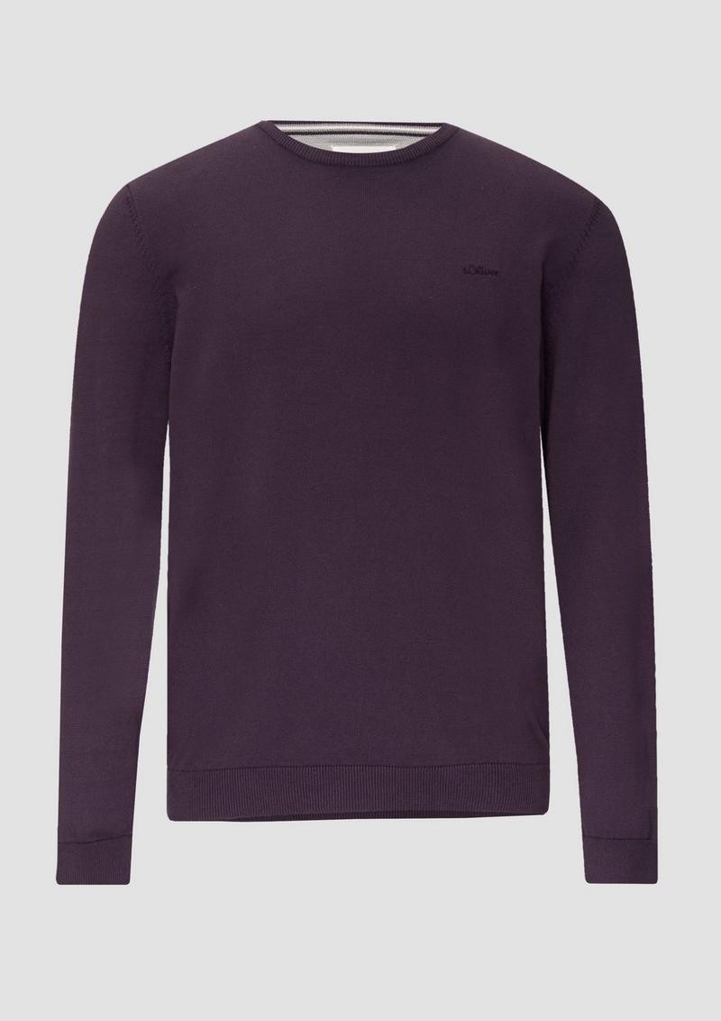 s.Oliver Strickpullover mit Logo-Stickerei - aubergine