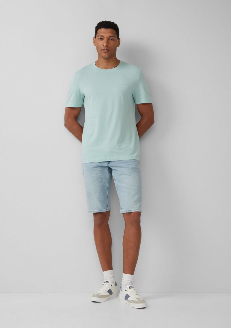 s.Oliver Baumwoll-T-Shirt mit Logo-Print - helles türkis