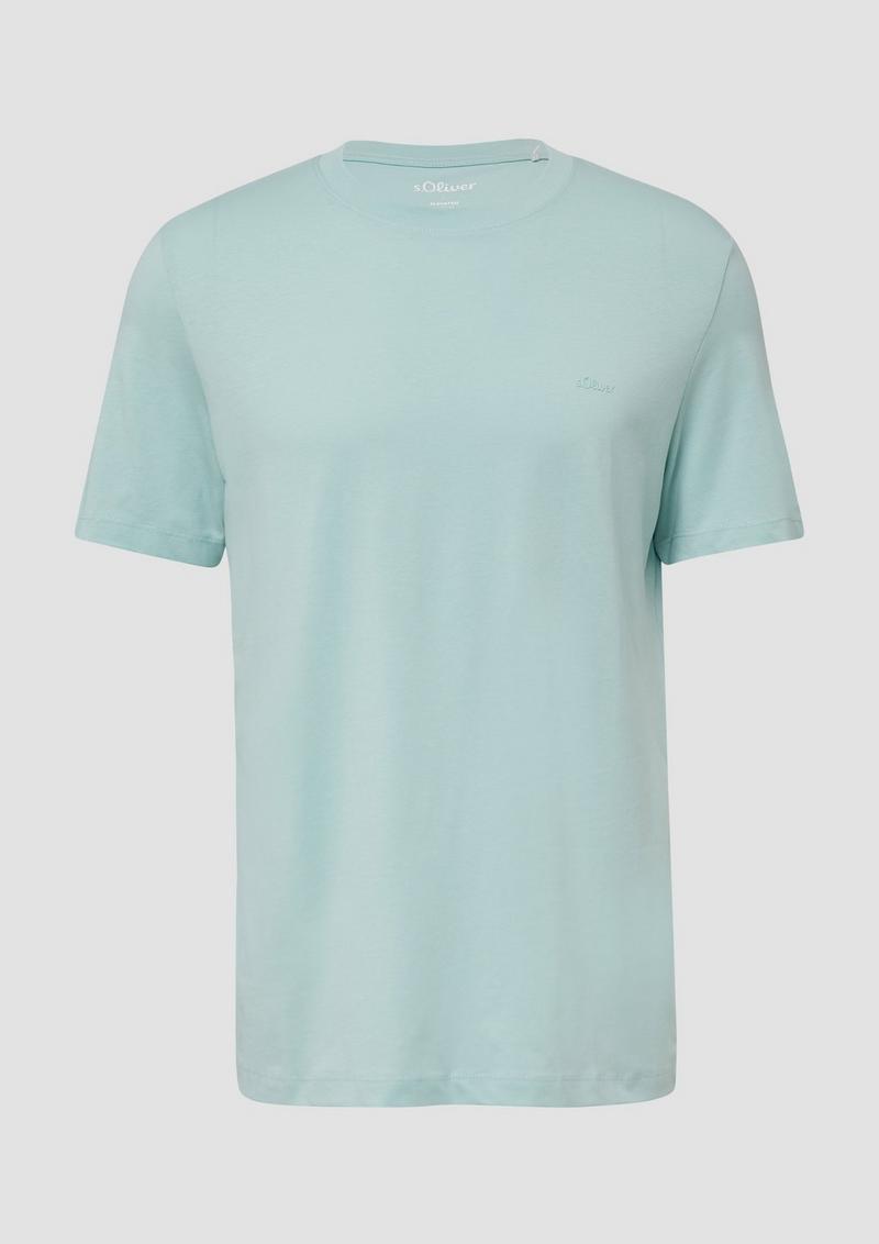 s.Oliver Baumwoll-T-Shirt mit Logo-Print - helles türkis