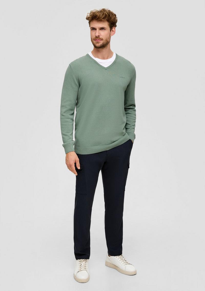 s.Oliver Strickpullover mit V-Ausschnitt - salbeigrün