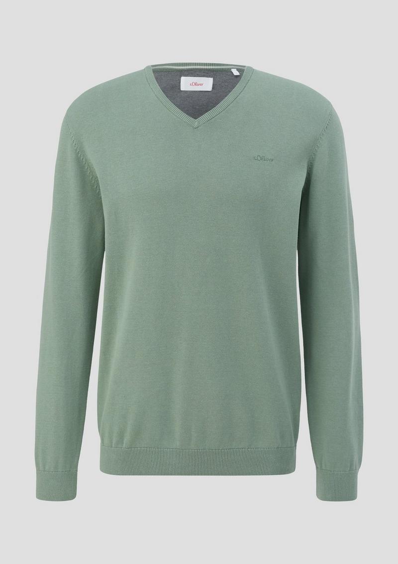 s.Oliver Strickpullover mit V-Ausschnitt - salbeigrün