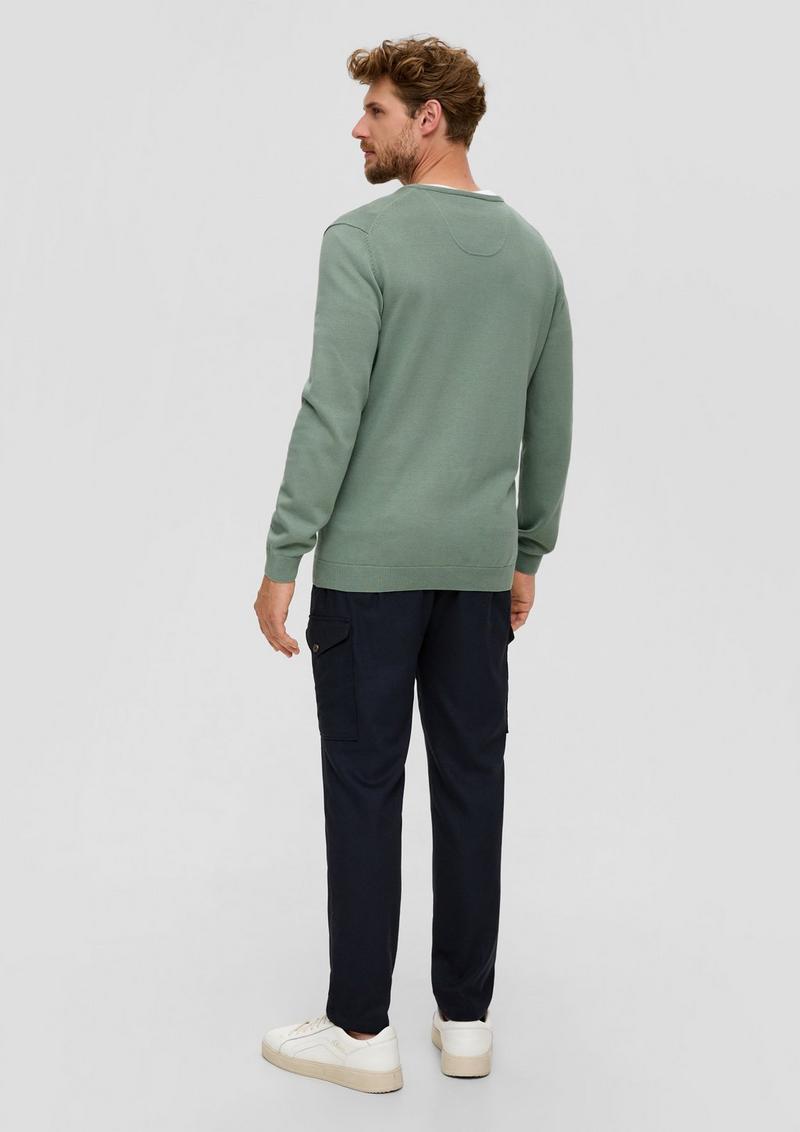 s.Oliver Strickpullover mit V-Ausschnitt - salbeigrün