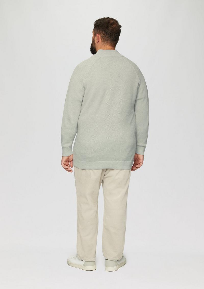 s.Oliver Strickpullover mit Troyer-Kragen und Strukturmix - helles beige