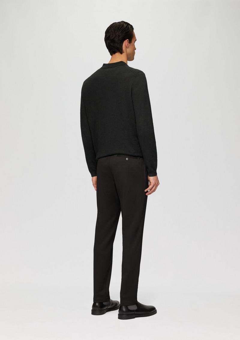 s.Oliver Strickpullover mit Polokragen und Seide - schwarz
