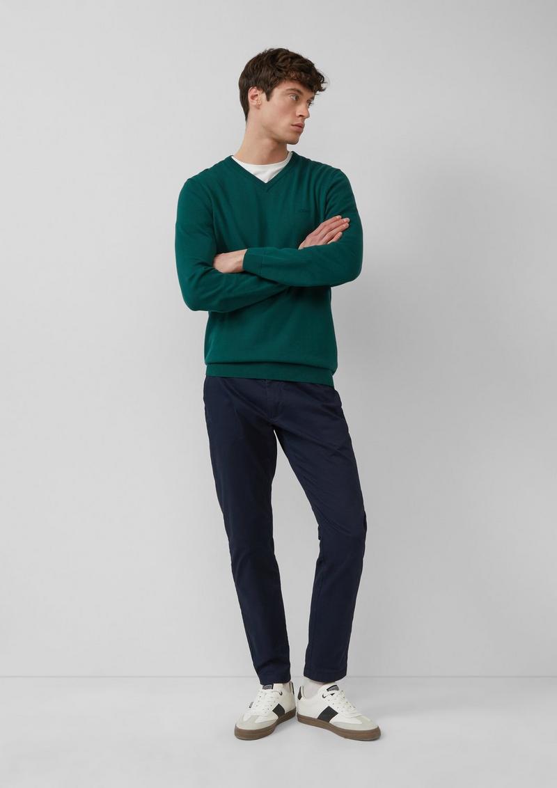 s.Oliver Strickpullover mit Logo-Stickerei - olivgrün