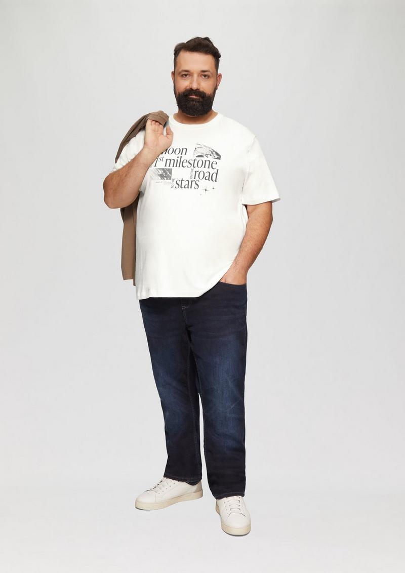 s.Oliver Baumwoll-T-Shirt mit Frontprint - weiß