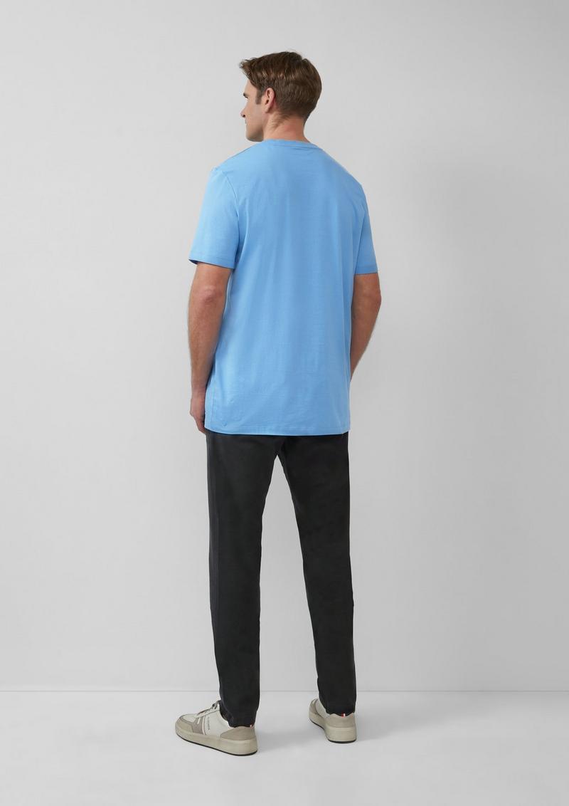 s.Oliver Baumwoll-T-Shirt mit Logo-Print - blau
