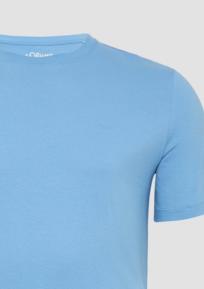 s.Oliver Baumwoll-T-Shirt mit Logo-Print - blau