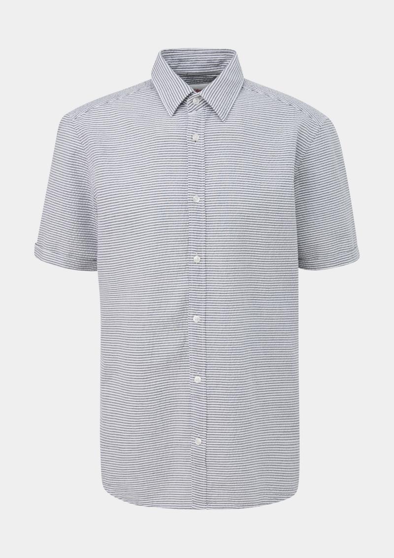 s.Oliver Regular: Kurzarmhemd im Streifendesign - navy
