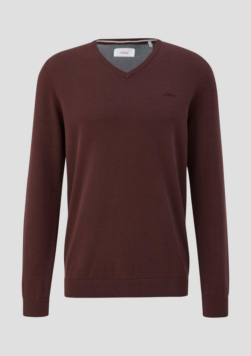 s.Oliver Strickpullover mit V-Ausschnitt - aubergine