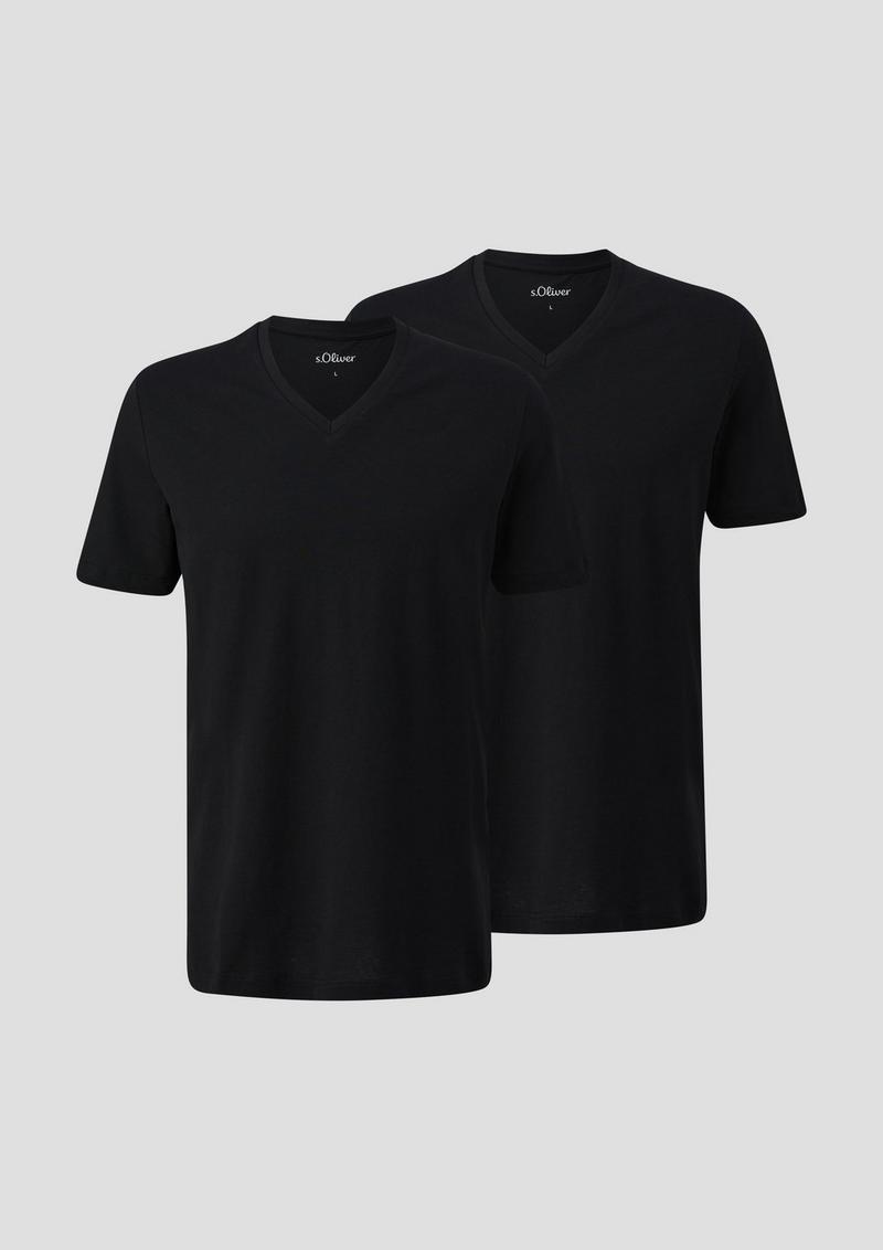 s.Oliver Basic-T-Shirt aus Baumwolle im 2er-Pack - schwarz