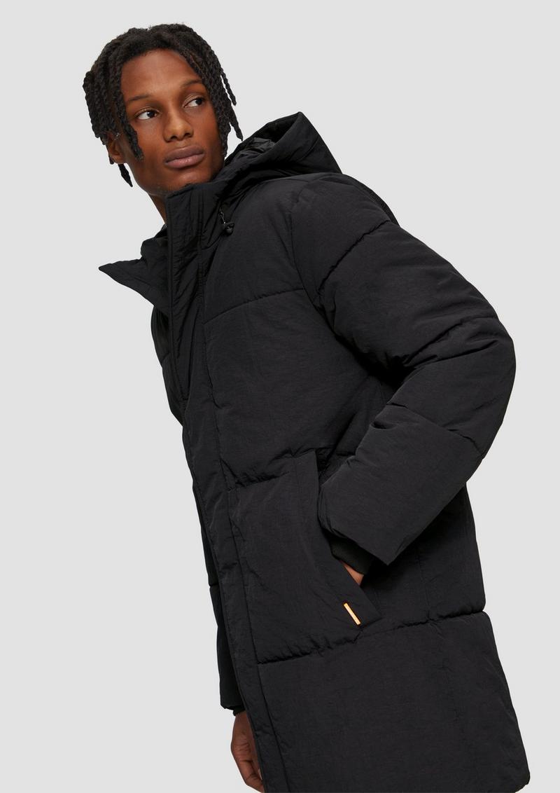s.Oliver Gesteppter Outdoor-Mantel mit Kapuze - schwarz