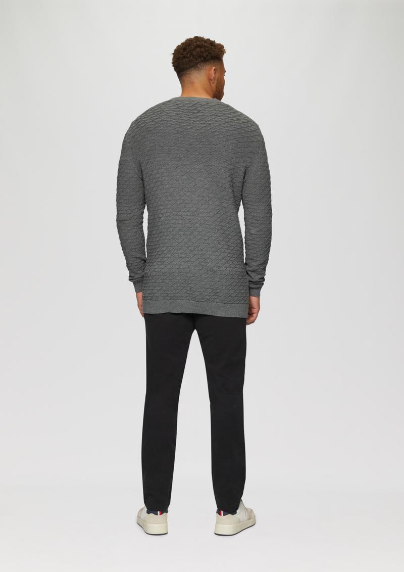 s.Oliver Strukturierter Pullover mit V-Ausschnitt - graphit
