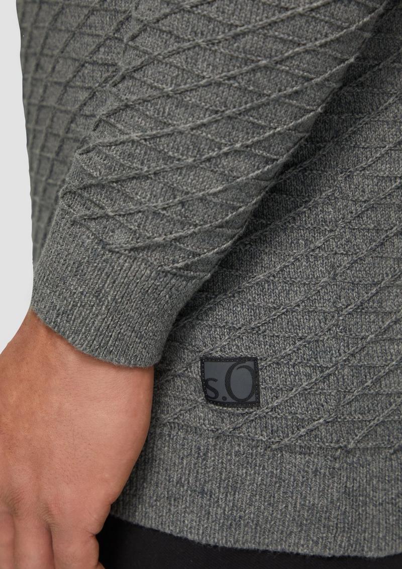 s.Oliver Strukturierter Pullover mit V-Ausschnitt - graphit